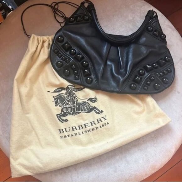 Burberry Alverton Leather *Studded* Hobo Handbag EUC - Picture 1 of 13